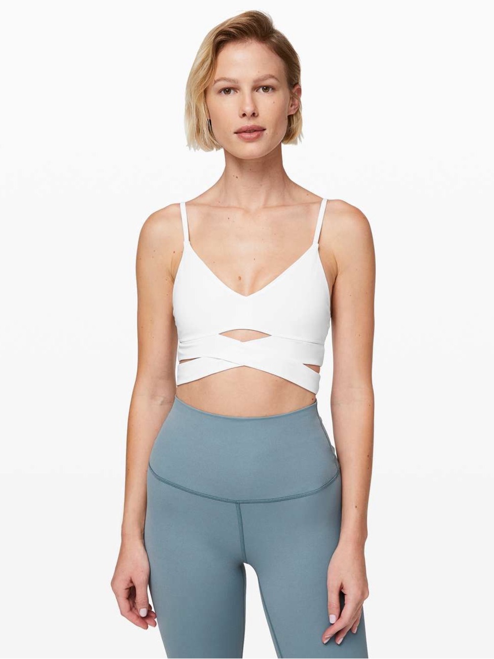 Lululemon NWT V-Neck Crossover Underband Sports Bra Bone White Size 6